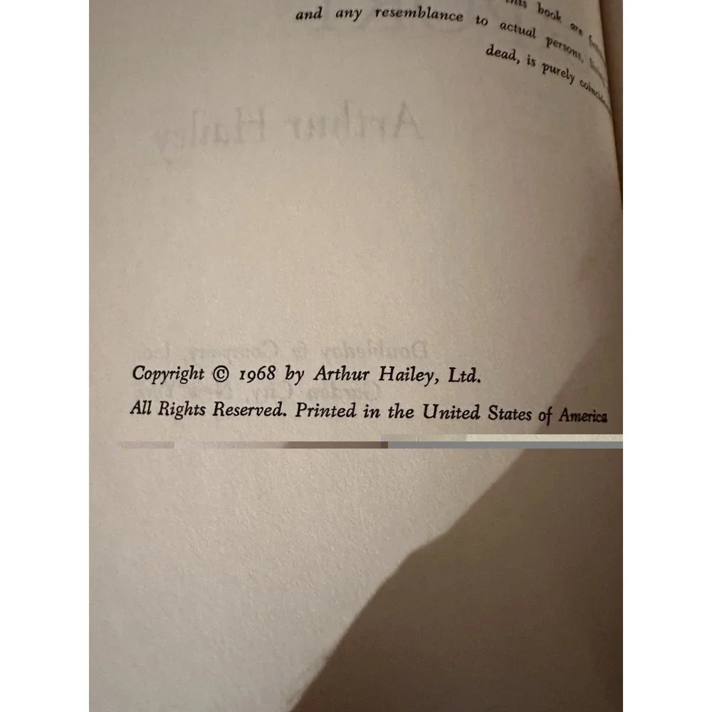 Airport by Arthur Hailey Hardcover 1968 DOUBLEDAY Book Club Edition W/ DJ